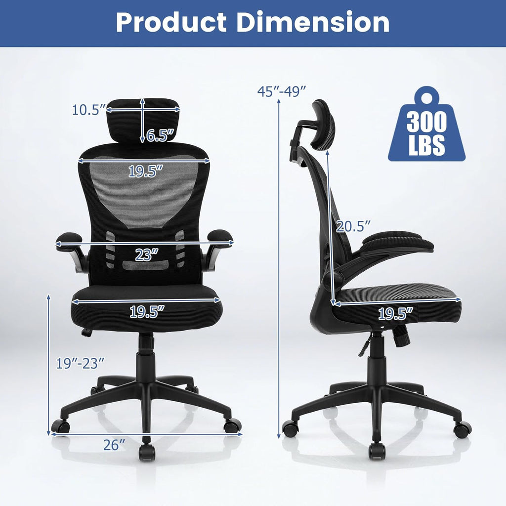 Ergonomic Mesh Office Chair with Adjustable Headrest and Lumbar Support X53350