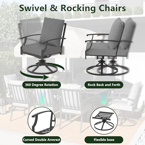 Outdoor Metal Patio Dining Set with 2 Swivel Chairs and Umbrella Hole W392
