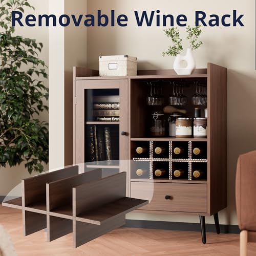 Coffee Bar Cabinet with Storage, Mid-Century Modern Sideboard, Wood Cupboard for Kitchen K940495