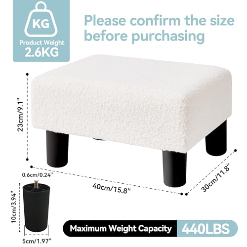 Sherpa Foot Stool Ottoman with Legs for Couch, Living Room, Bedroom, Office R82988