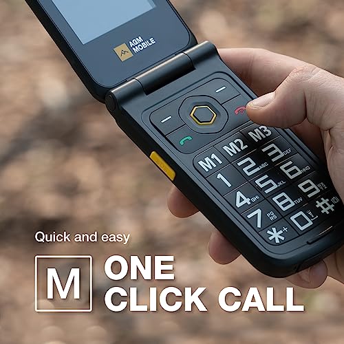 Rugged Flip Phone 4G LTE, Waterproof Drop-Proof, Large Keypad, Dual SIM M40245