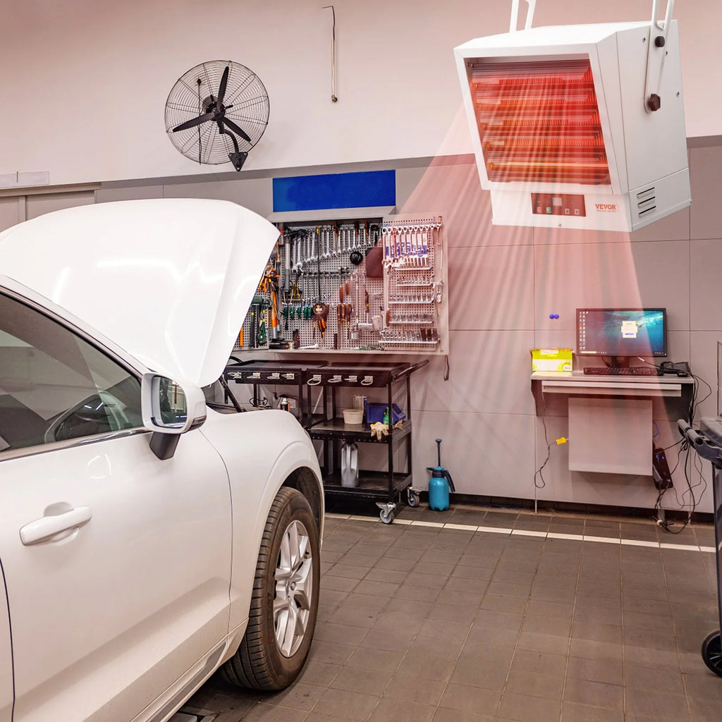 Electric Garage Heater, 10000-Watt Fan-Forced Wall/Ceiling Mount with Remote Control N56978