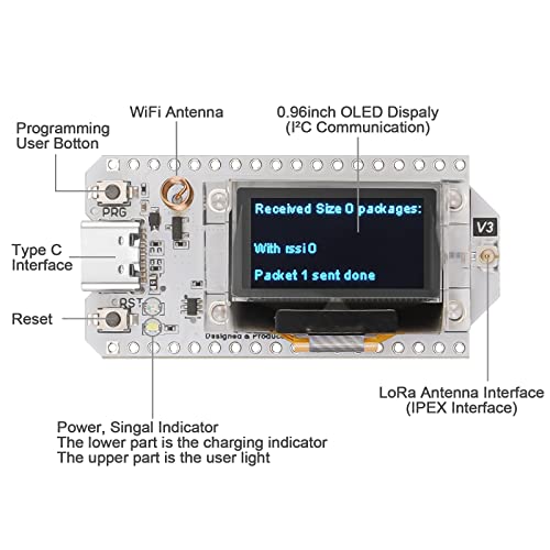 ESP32 LoRa V3 Development Board with Protective Case and 915MHz Antenna, OLED Display Type C D6778