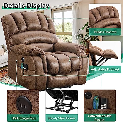 Large Dual Motor Lift Recliner Chair with Heat & Massage for Elderly W74728