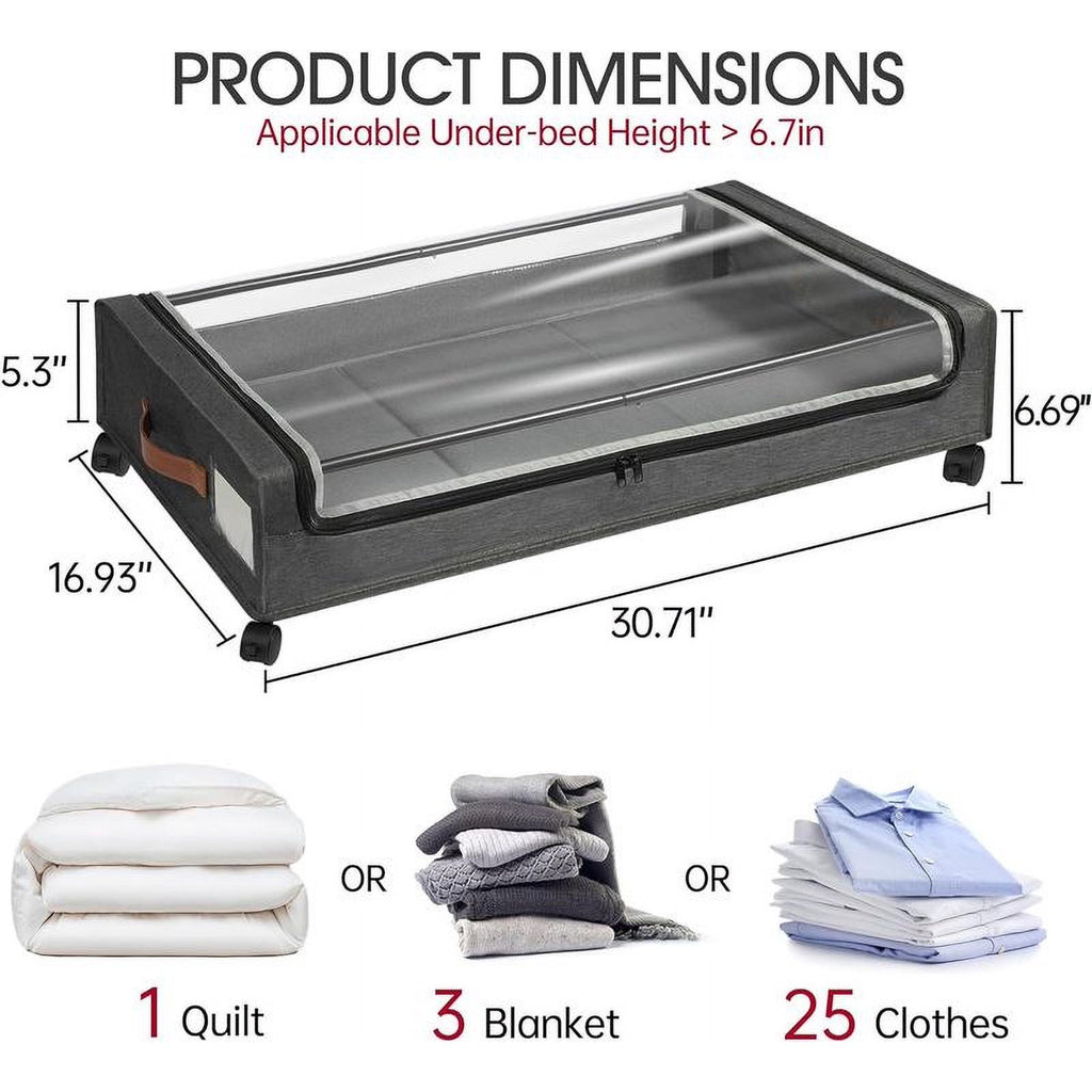 Underbed Storage Boxes with Clear PVC Window, 2-Pack D944