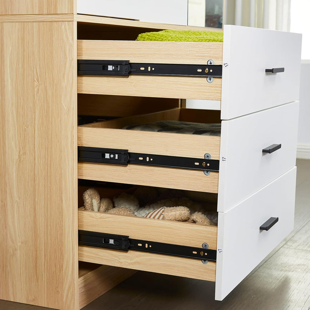 Wardrobe Closet with 3 Drawers, 2 Doors and Mirror K6817