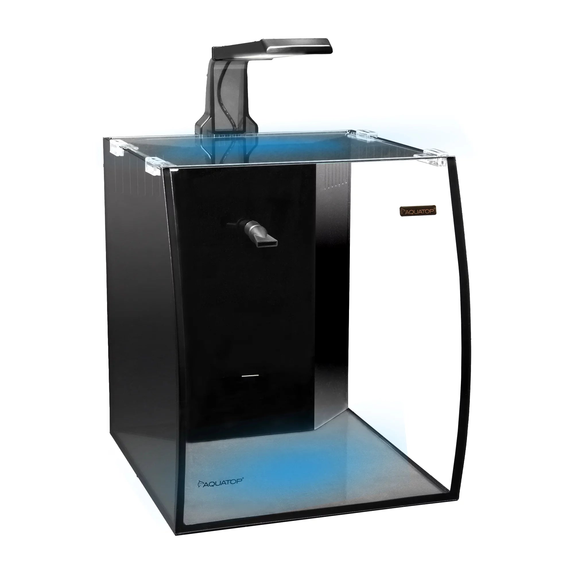 Bow Front 5 Gallon Glass Aquarium Desktop Fish Tank with Pump and LED Light X2243