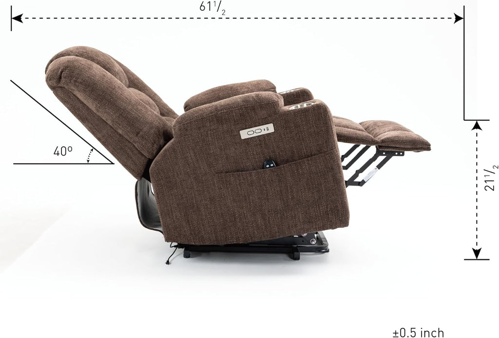 Massage and Heat Lift Recliner Chair for Elderly, Brown P72034