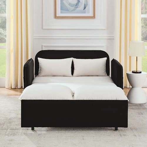 Convertible Sofa Bed Velvet Pull Out Couch with Removable Armrests C648015
