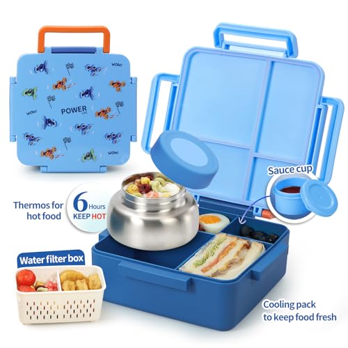 Kids Lunch Box with Thermos, 4 Compartments, Insulated, Drop-Proof, Dishwasher Safe I175