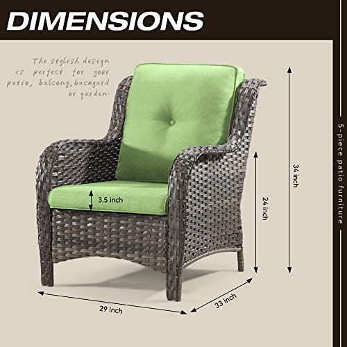 Outdoor Rattan Patio Dining Chairs Set of 2 with Seat Cushions, Blue G986955