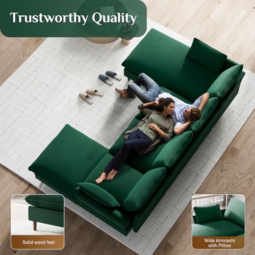 U Shaped Sectional Sofa with Ottoman, Cream White A712319
