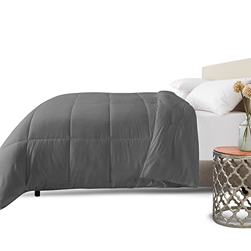 Queen Size Down Alternative Comforter, Box Stitched, Gray F44892