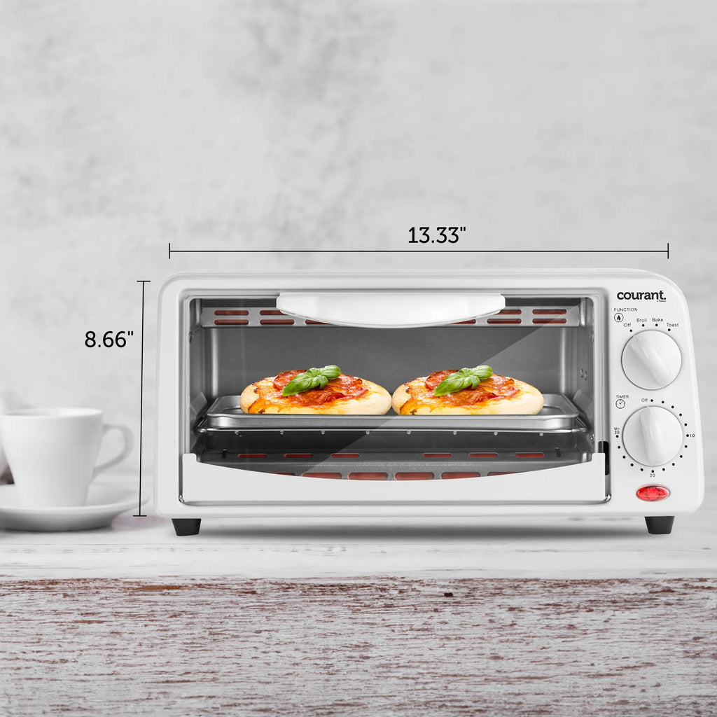 4-Slice Toaster Oven with Toast, Bake, and Broil Settings, White E85050
