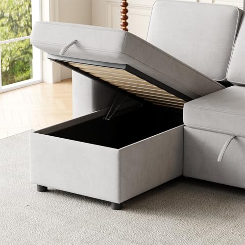 Sleeper Sectional Sofa with Pull Out Bed and Storage Chaise O30208