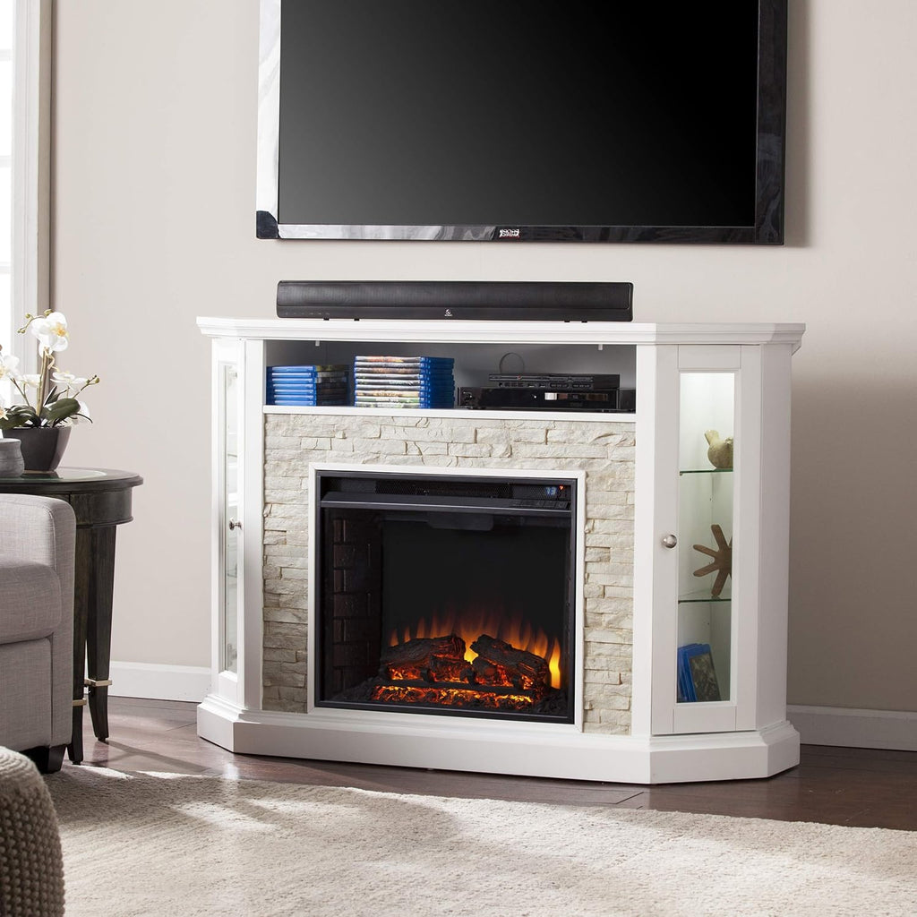 Corner Electric Fireplace Media Storage D87974