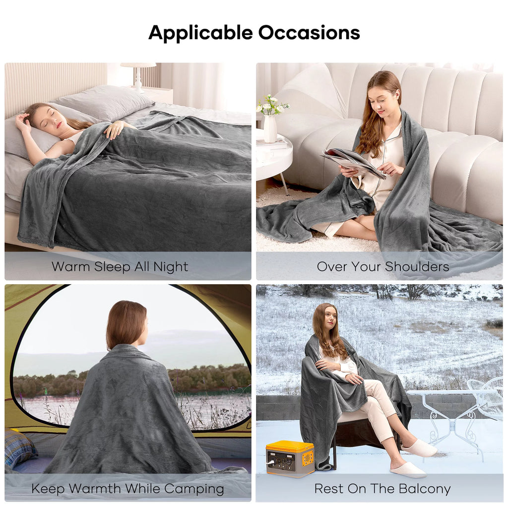 Electric Heated Blanket Full Size with 4 Heating Levels, 10H Auto-off, Machine Washable W23566