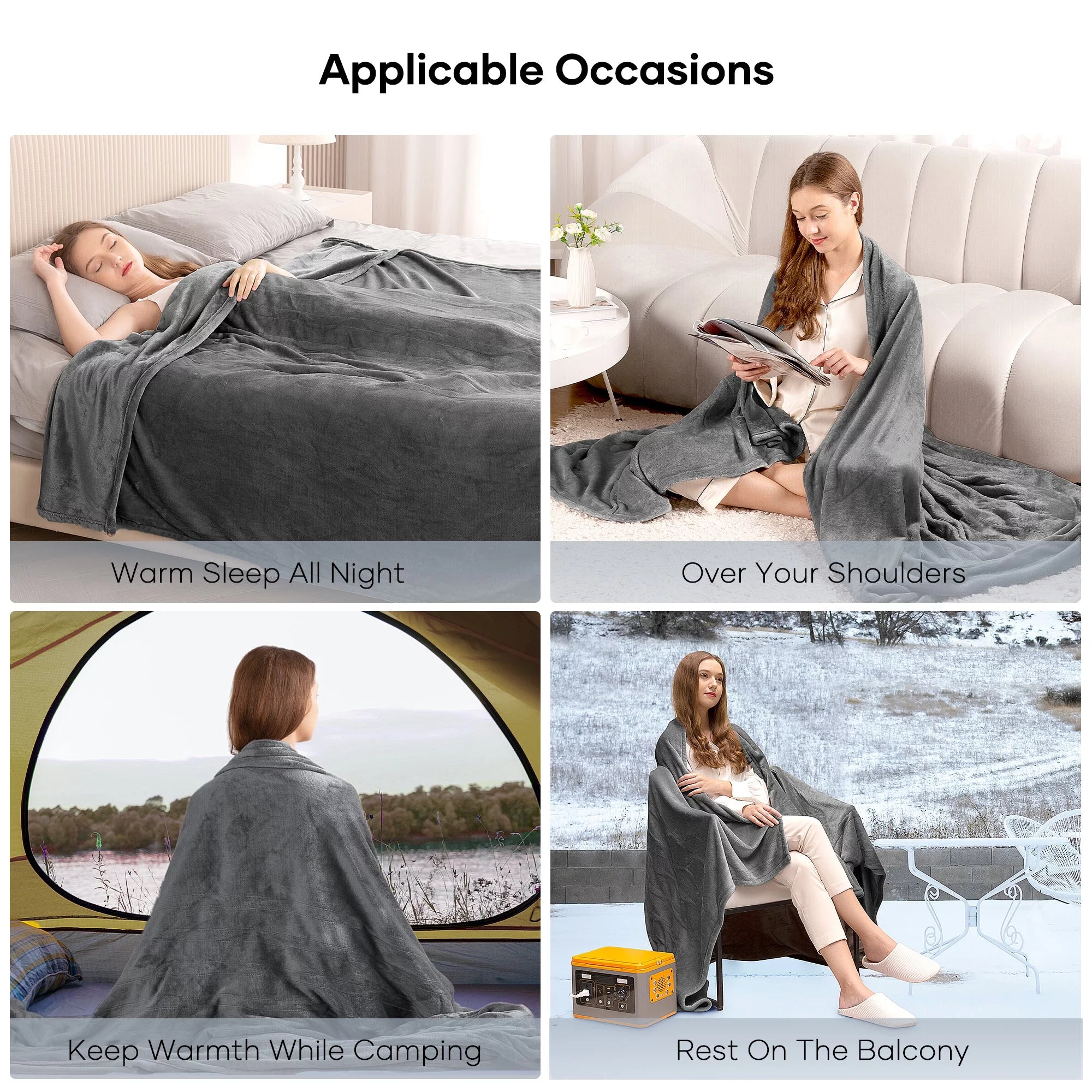 Electric Heated Blanket Full Size with 4 Heating Levels, 10H Auto-off, Machine Washable W23566