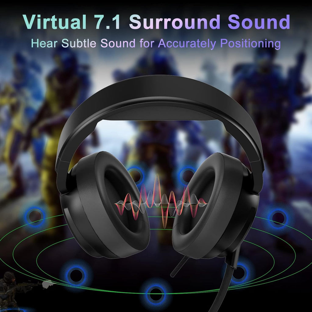 USB Gaming Headset with 7.1 Surround Sound and Noise Cancelling Mic F3226
