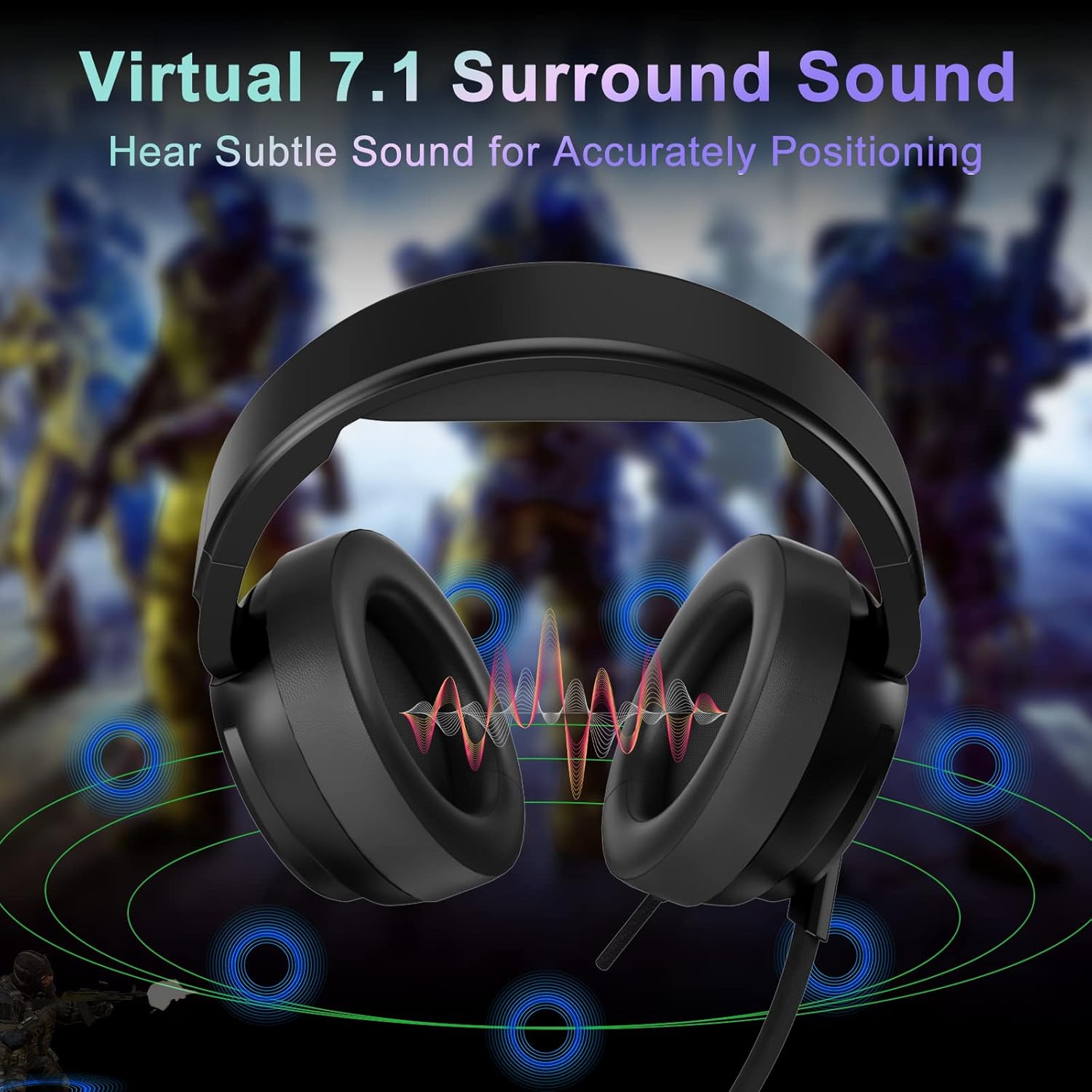 USB Gaming Headset with 7.1 Surround Sound and Noise Cancelling Mic F3226