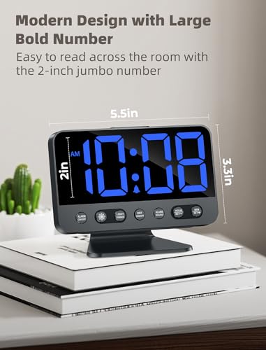 Large Digital Alarm Clock for Bedroom with Brightness Dimmer and Night Light I637246