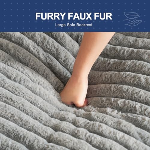 Large Fluffy Bean Bag Sofa with Armrest for Living Room J724