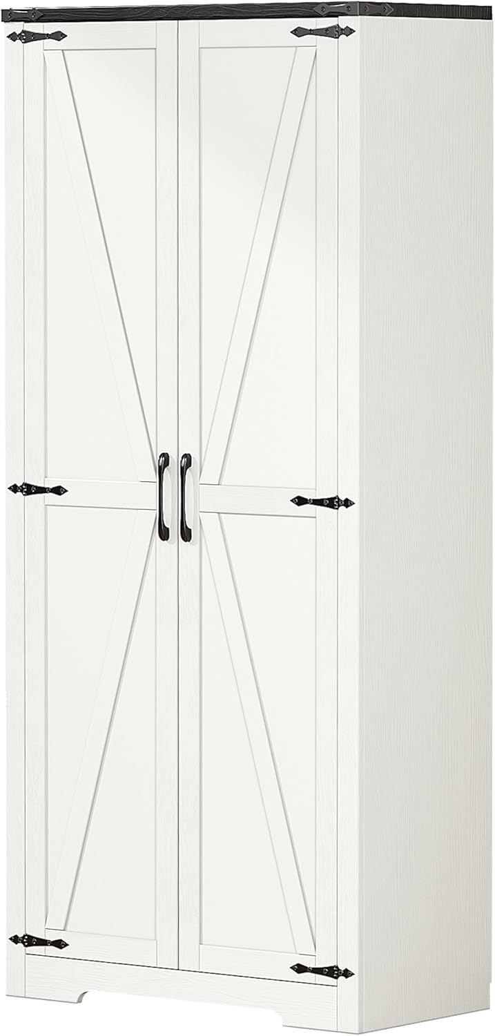 Wardrobe Closet with Doors, 72" Armoire Storage Cabinet with Hanging Rod O8616