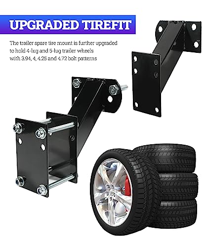 Spare Tire Mount Bracket for Trailer Tongue Boat Wheel, 120LBS Capacity, Side Mount Carrier S5905