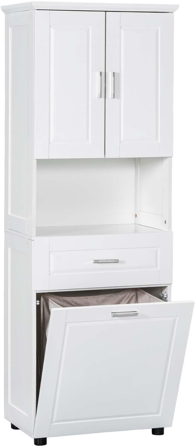 Tilt Out Laundry Hamper Cabinet with 2 Doors and Adjustable Shelf Q540