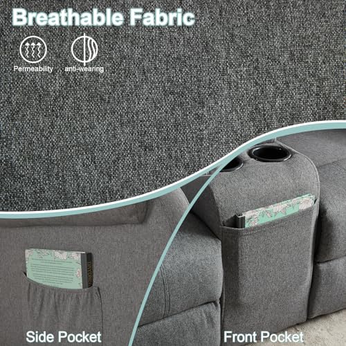 Reclining Loveseat with Console, 2-Seater Manual Recliner Sofa for Living Room H882662