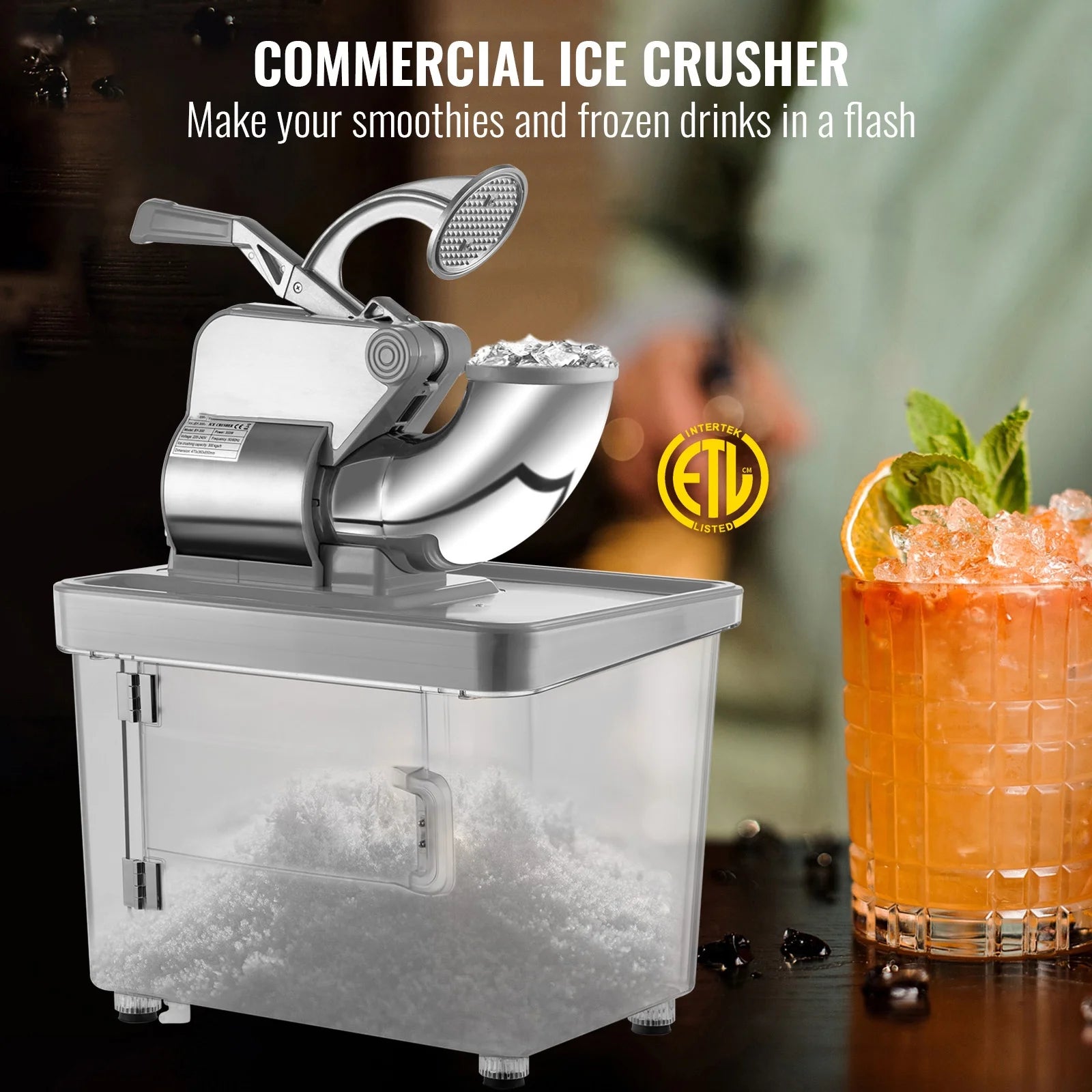 Commercial Ice Crusher, Snow Cone Machine 180 kg/H O9254