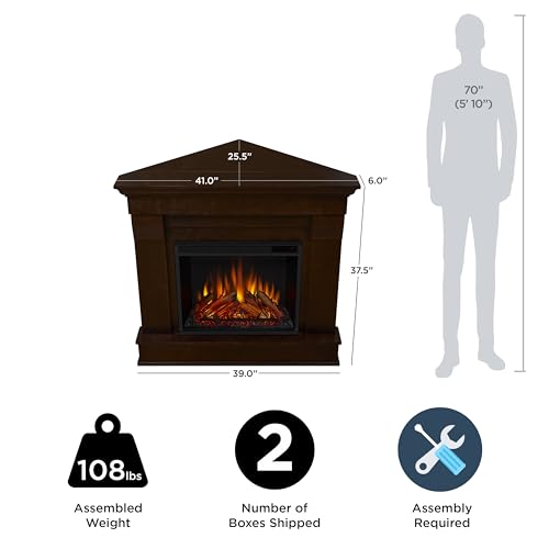 Corner Electric Fireplace with Mantel, Remote Control, Timer, White N935486