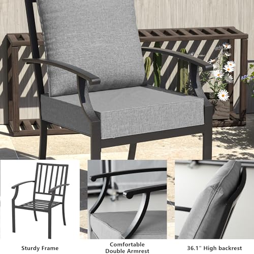 Outdoor Metal Patio Dining Set with 2 Swivel Chairs and Umbrella Hole W392
