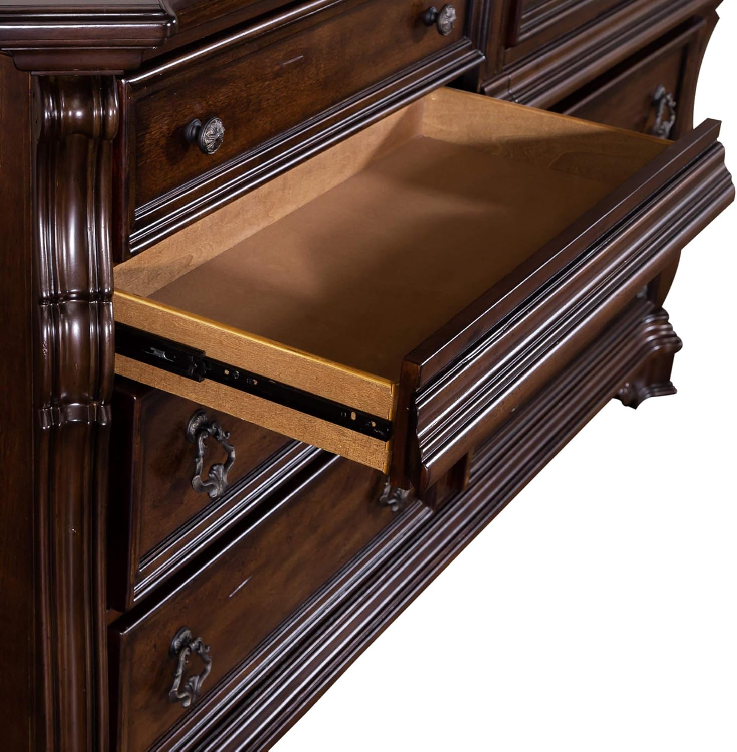 8 Drawer Double Dresser, Brownstone Finish C388