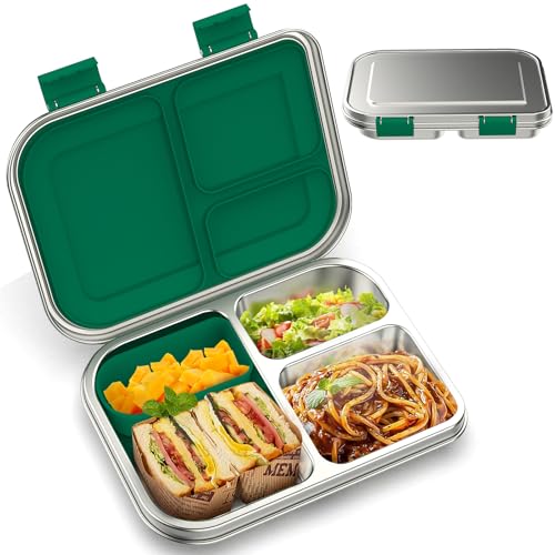 Stainless Steel Kids Bento Lunch Box, 3 Compartments, BPA-Free, Blue B157