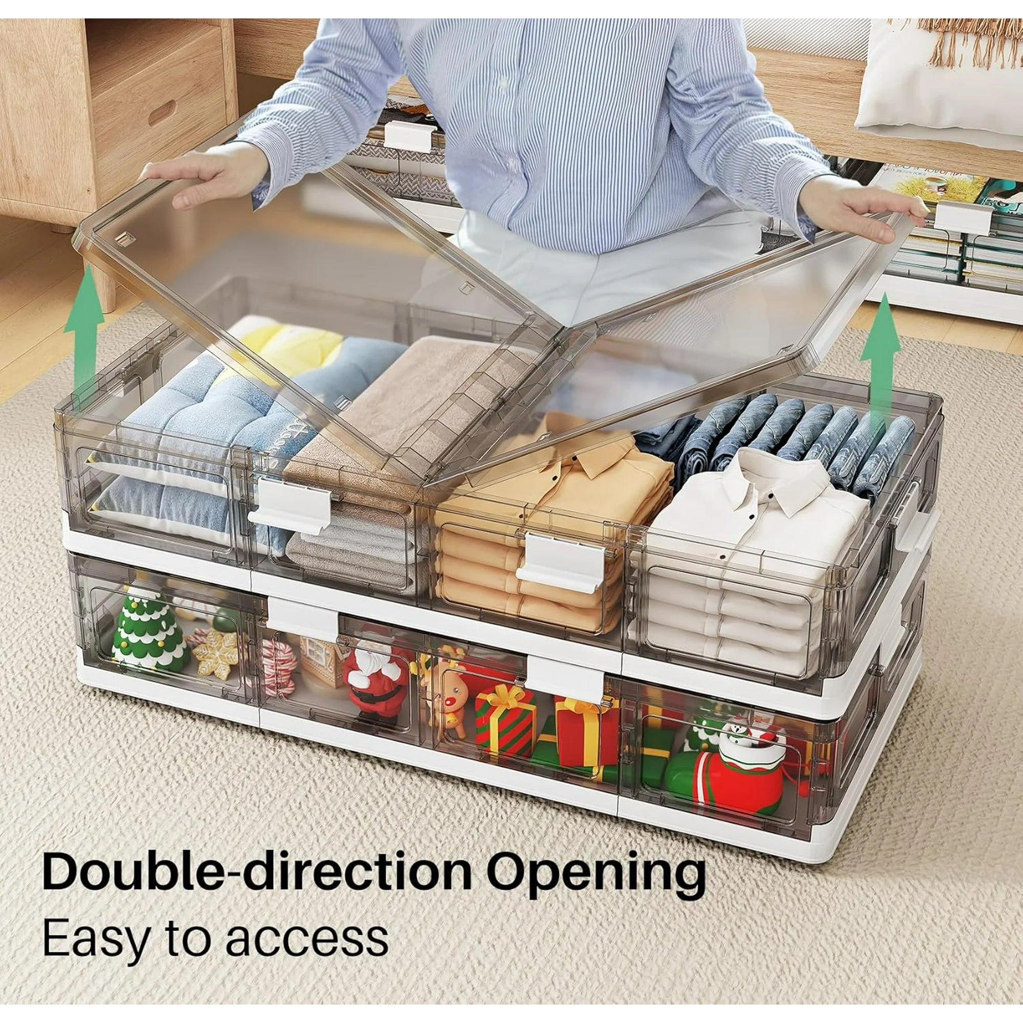 Under Bed Storage Containers with Wheels, Foldable, 2 Pack C17089