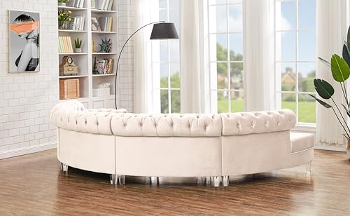 Curved Modular Semi Circular Sofa Sectional, Cream R85959