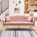 TMEOSK 65" Velvet Convertible Futon Sofa Bed with 2 Pillows, Modern Couch Loveseat Sofa, Folding Accent Sofa Sleeper Recliner for Home Living Room Bedroom (Navy)