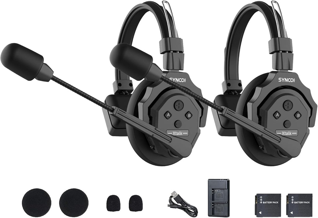 SYNCO XTalk X2 2.4GHz Wireless Headset with Microphone Intercom System Random Master Device Design for Movie Shoot Live Show Stage Performance (2PCS)