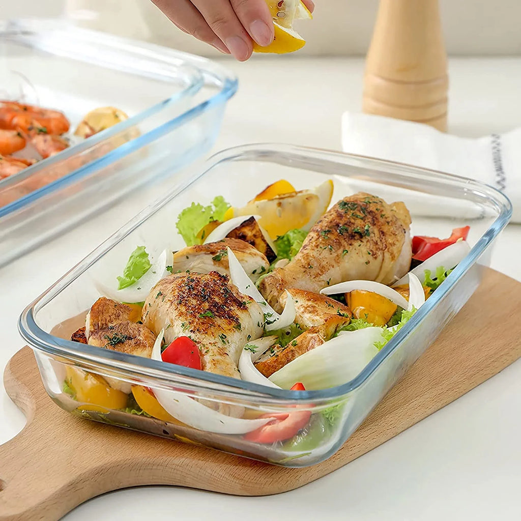Glass Baking Dishes with Lids, 8-Piece Rectangular Bakeware Set F357817