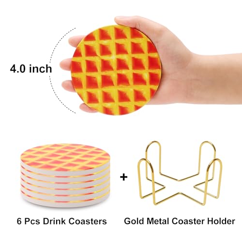Ceramic Absorbent Coaster Set with Holder T269