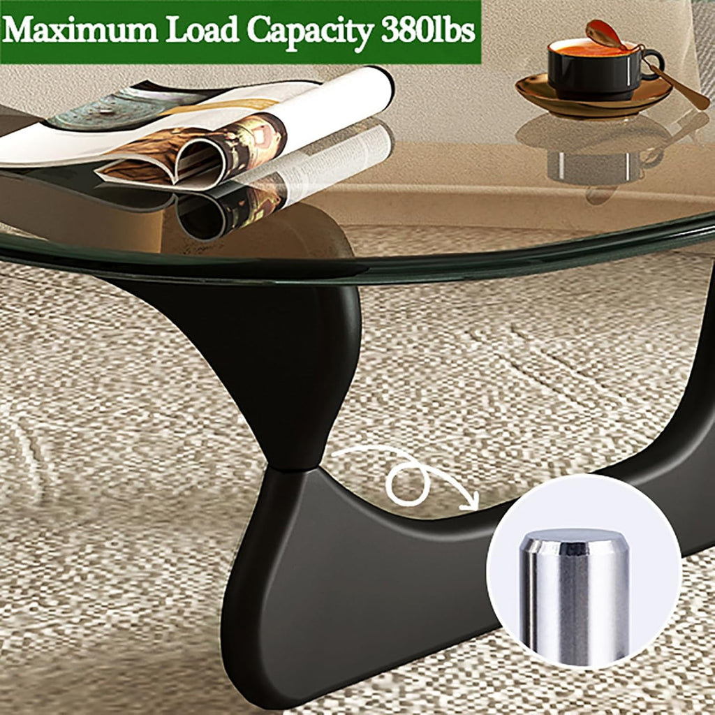 Glass Coffee Table with Solid Wood Base E9687