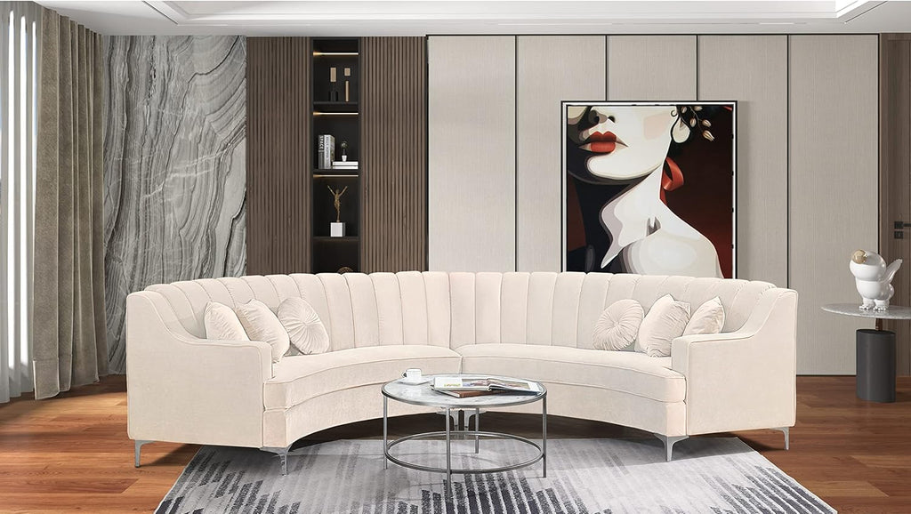 Curved Velvet Sectional Sofa for Living Room N379