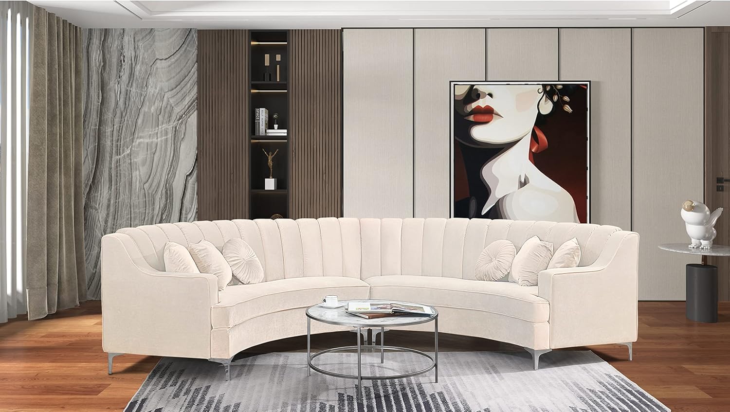 Curved Velvet Sectional Sofa for Living Room N379