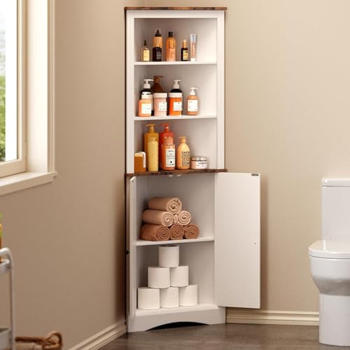 Corner Cabinet with Doors and Shelves for Living Room, White H15724