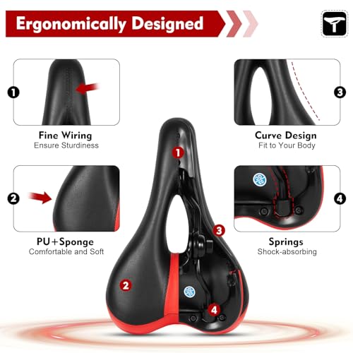 Electric Scooter Seat Saddle, Adjustable Height, Shock Absorbing, Black E494380