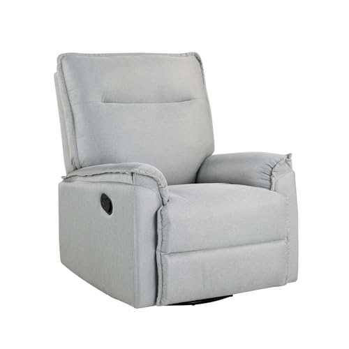 Swivel Recliner Chair, Manual 360 Degree Swivel Rocker Recliner Chair, Upholstered Nursery Glider Recliner Single Sofa Chair for Living Room, Beige
