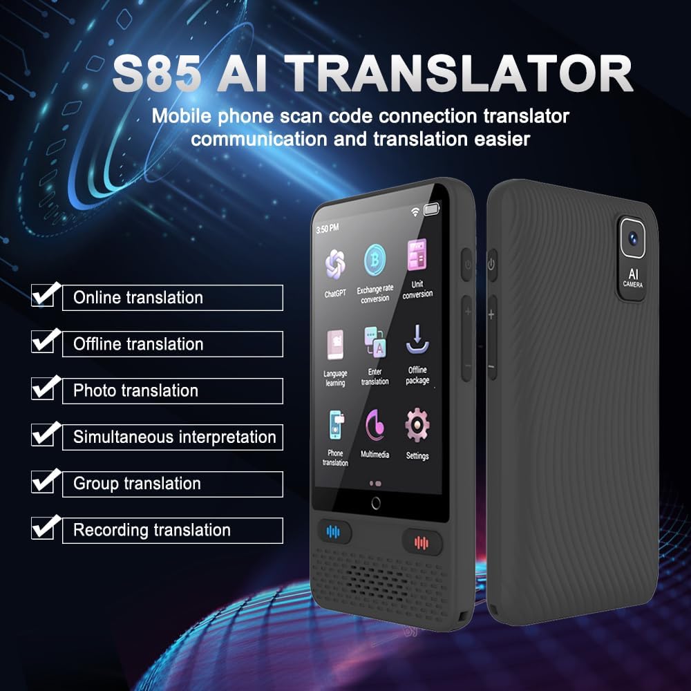 Portable Two-Way Language Translator Device, 138 Languages, Online/Offline, Voice & Photo Translation V3924