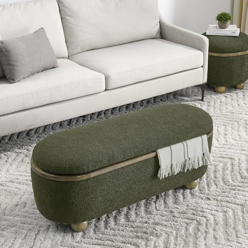 Upholstered Storage Ottoman Bench with Seating for Bedroom and Living Room O441