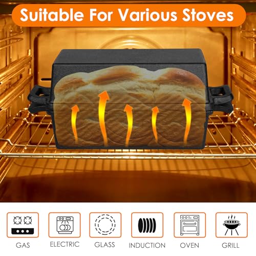 Cast Iron Loaf Pan with Lid, 2-Piece Set for Bread and Cake Y95418